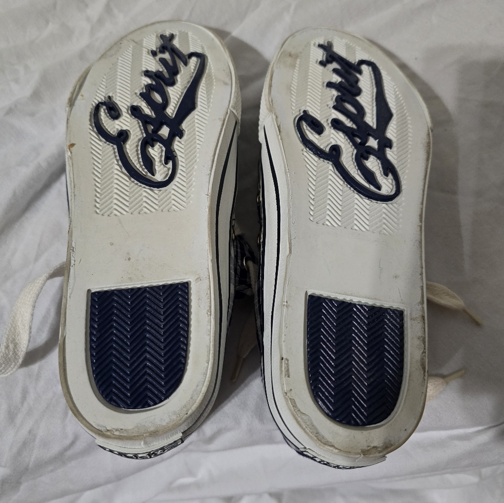 Y2K ESPRIT Plaid Converse Style Low-Top Sneakers, Navy & White, Lace-Up, Sz 7.5. - Picture 6 of 8